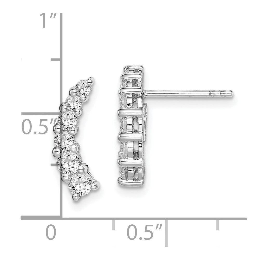 Sterlingsilber Rhodiniert Abgestuft Zirkonia Gebogen Ohrstecker