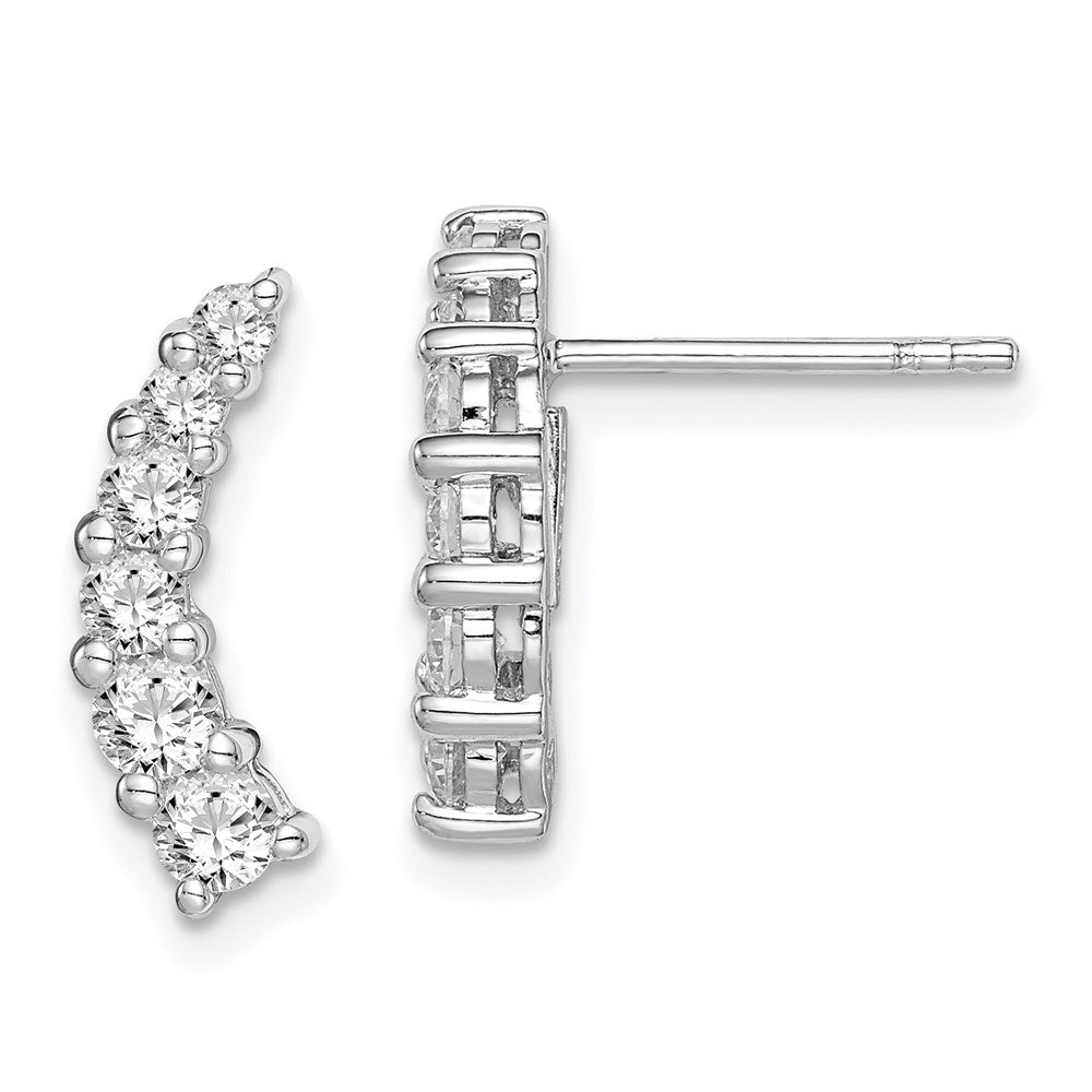 Sterlingsilber Rhodiniert Abgestuft Zirkonia Gebogen Ohrstecker