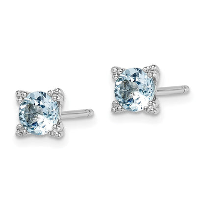 Sterlingsilber Rhodiniert Rund 5mm Blautopas Ohrstecker