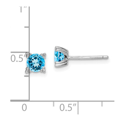 Sterlingsilber Rhodiniert Rund 5mm Blautopas Ohrstecker