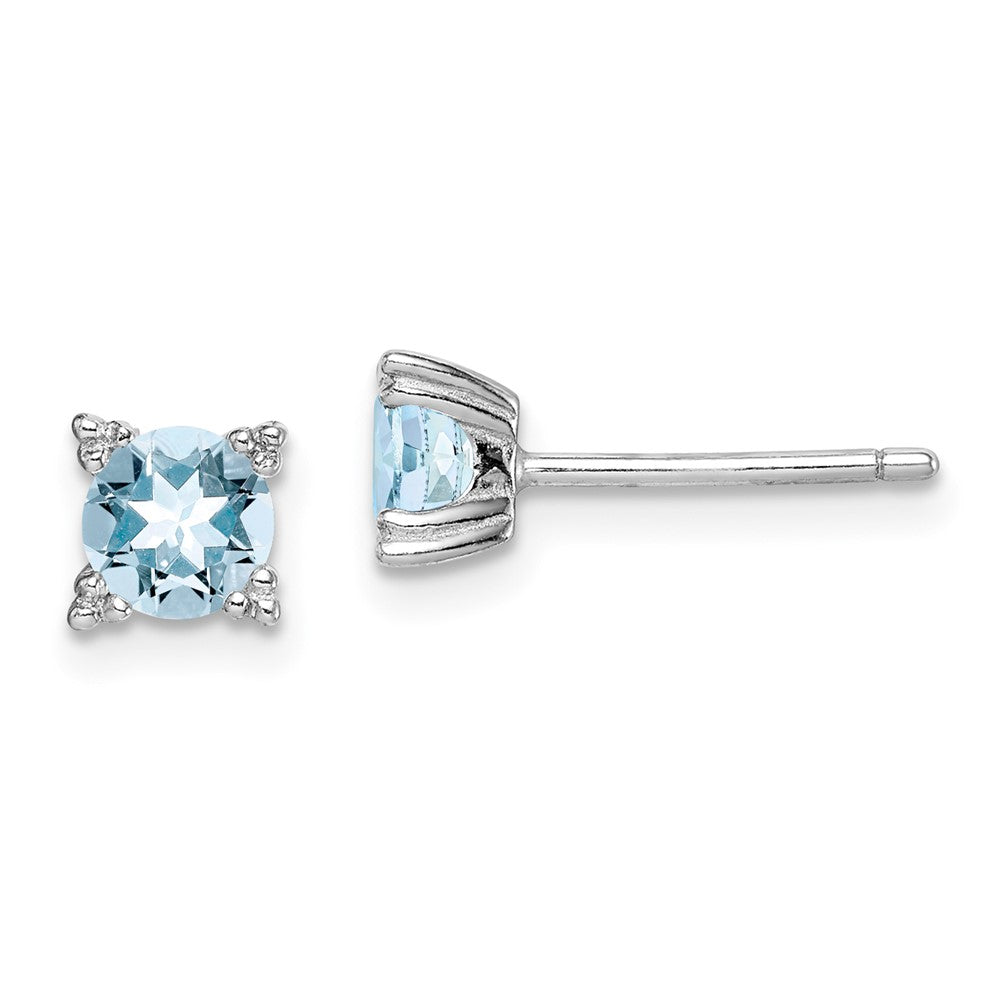 Sterlingsilber Rhodiniert Rund 5mm Blautopas Ohrstecker