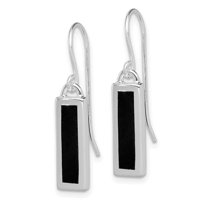Sterlingsilber Rhodiniert Poliert Onyx Stab Ohrhänger