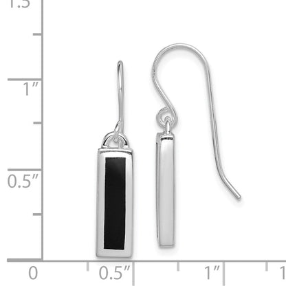 Sterlingsilber Rhodiniert Poliert Onyx Stab Ohrhänger