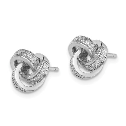 Sterlingsilber Rhodiniert Poliert Zirkonia Liebe Knoten Ohrstecker