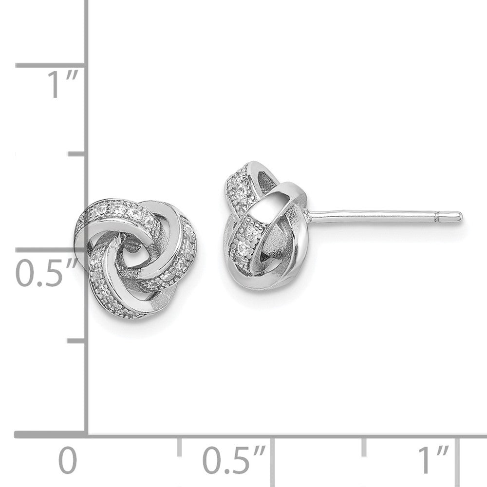 Sterlingsilber Rhodiniert Poliert Zirkonia Liebe Knoten Ohrstecker
