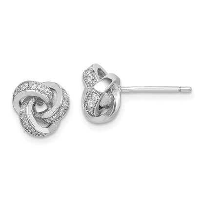 Sterlingsilber Rhodiniert Poliert Zirkonia Liebe Knoten Ohrstecker