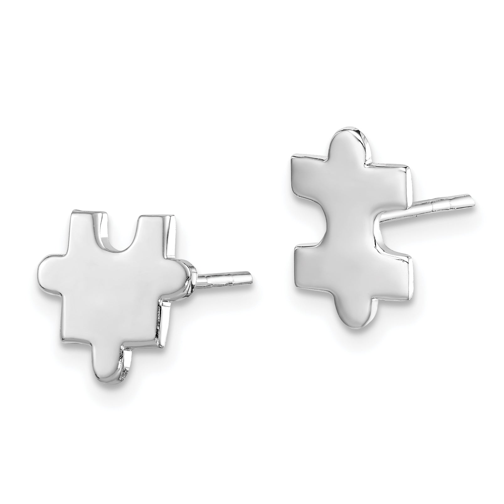 Sterlingsilber Rhodiniert Poliert Puzzle Stück Ohrstecker