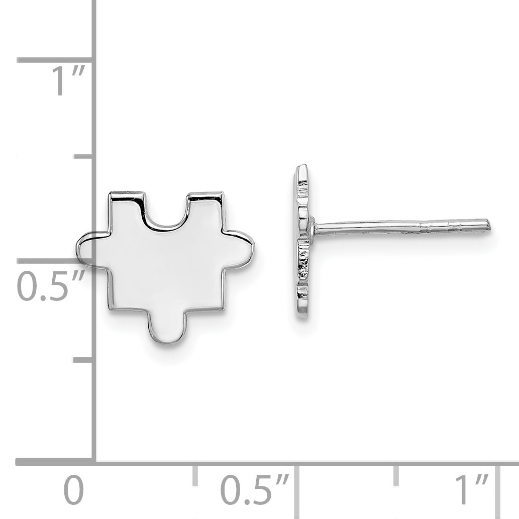 Sterlingsilber Rhodiniert Poliert Puzzle Stück Ohrstecker