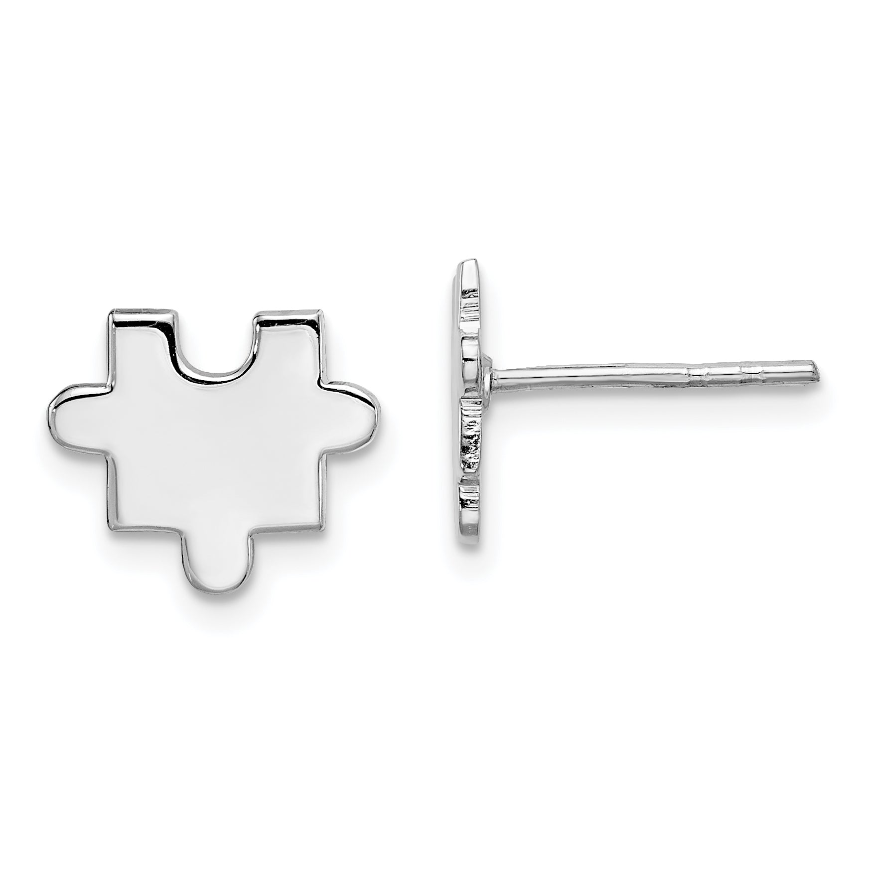 Sterlingsilber Rhodiniert Poliert Puzzle Stück Ohrstecker