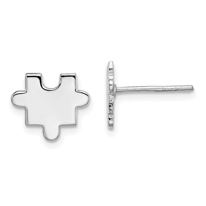 Sterlingsilber Rhodiniert Poliert Puzzle Stück Ohrstecker