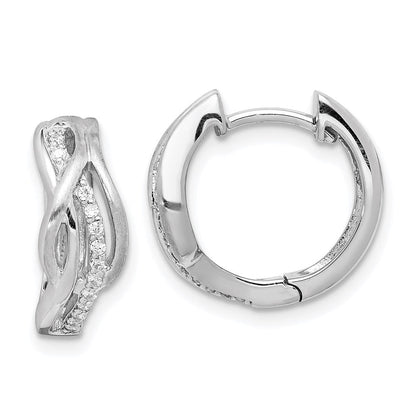 Sterlingsilber Rhodiniert Satiniert Zirkonia Wirbel Klappbar Creolen