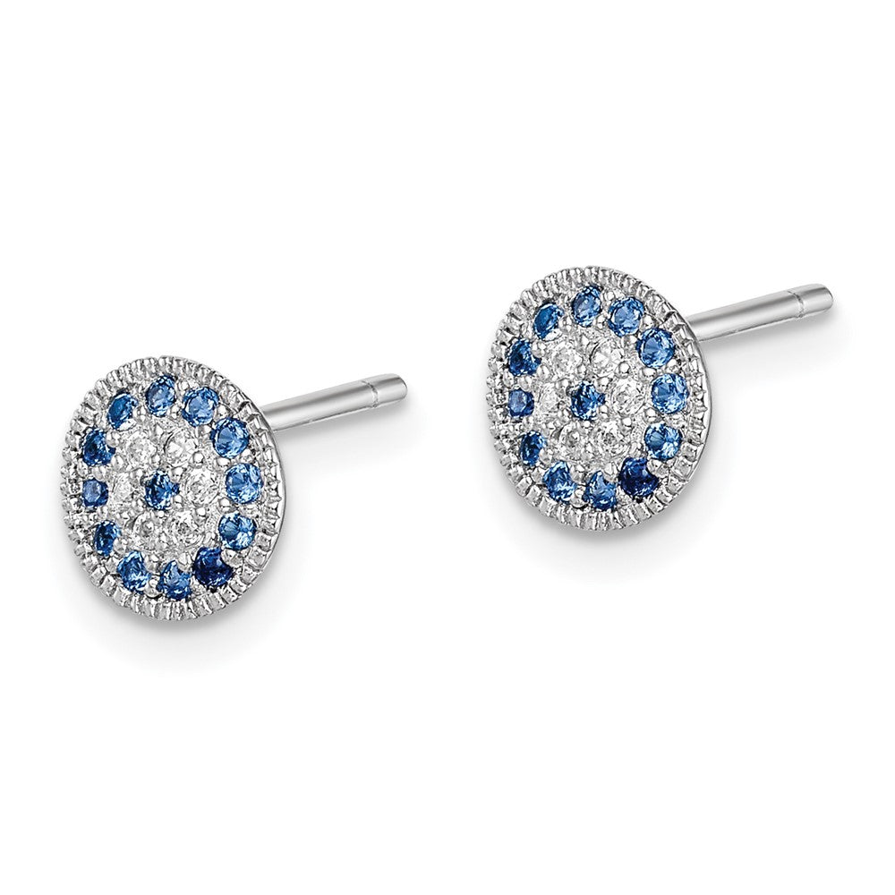 Sterlingsilber Rhodiniert Blau Spinell und Klar Zirkonia Ohrstecker