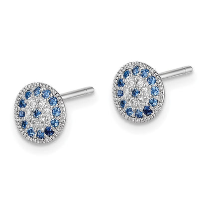 Sterlingsilber Rhodiniert Blau Spinell und Klar Zirkonia Ohrstecker