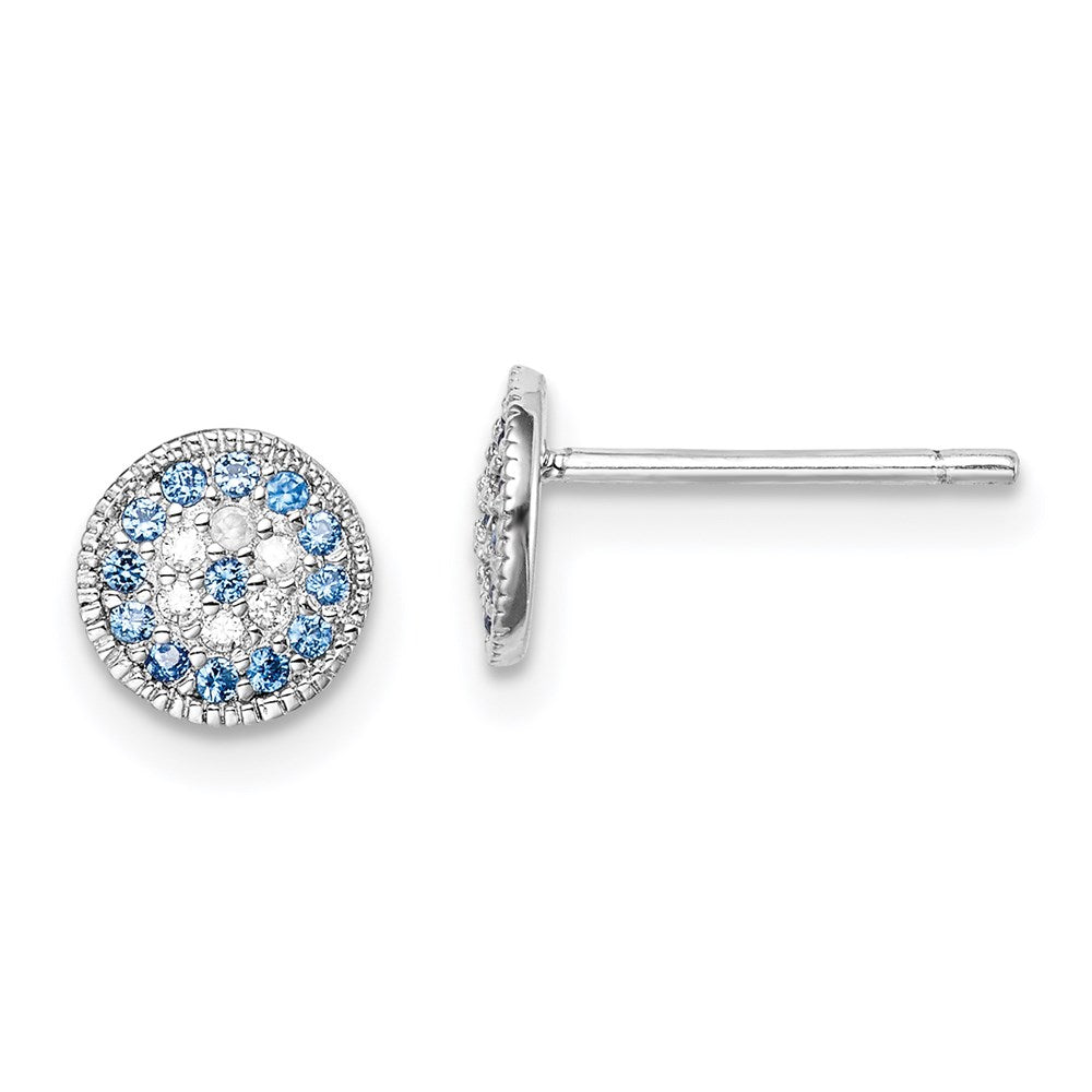 Sterlingsilber Rhodiniert Blau Spinell und Klar Zirkonia Ohrstecker