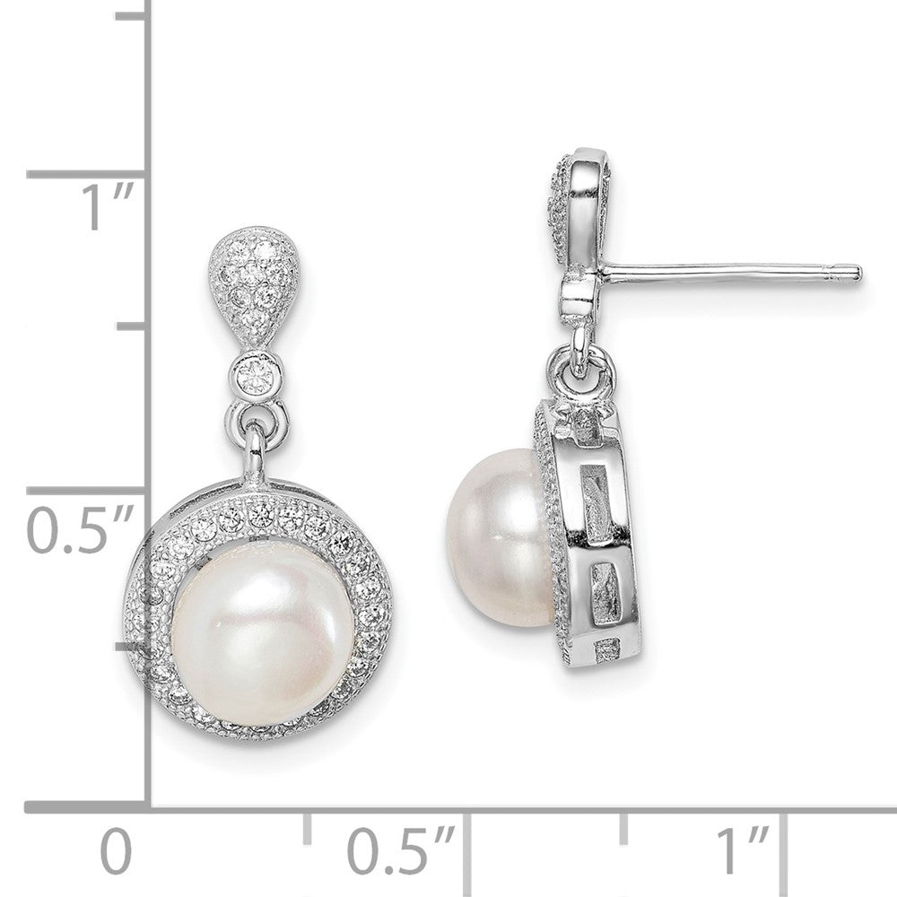 Sterlingsilber Rhodiniert 8mm Imitat Muschel Perle Zirkonia Ohrstecker