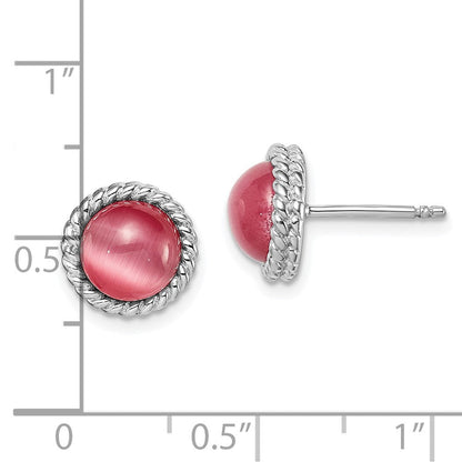 Sterlingsilber Rhodiniert Erzeugt Rosa Cats Auge Ohrstecker