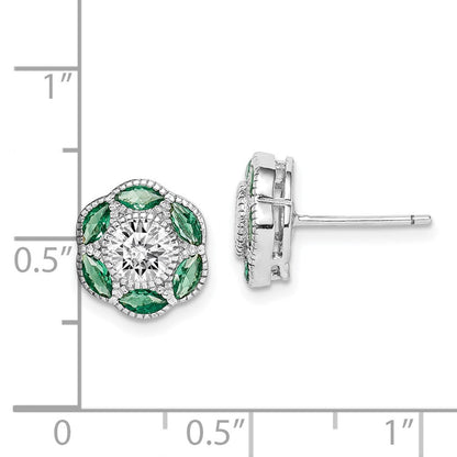 Sterlingsilber Rhodiniert Lab Cr. Grün Spineland Zirkonia Ohrringe
