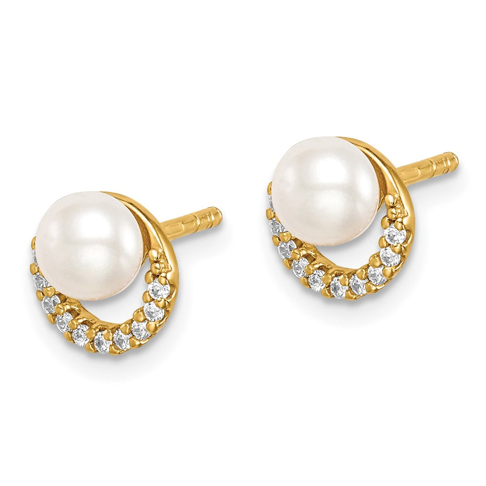 Sterlingsilber Goldfarben mit Fw Zuchtperle und Zirkonia Ohrringe