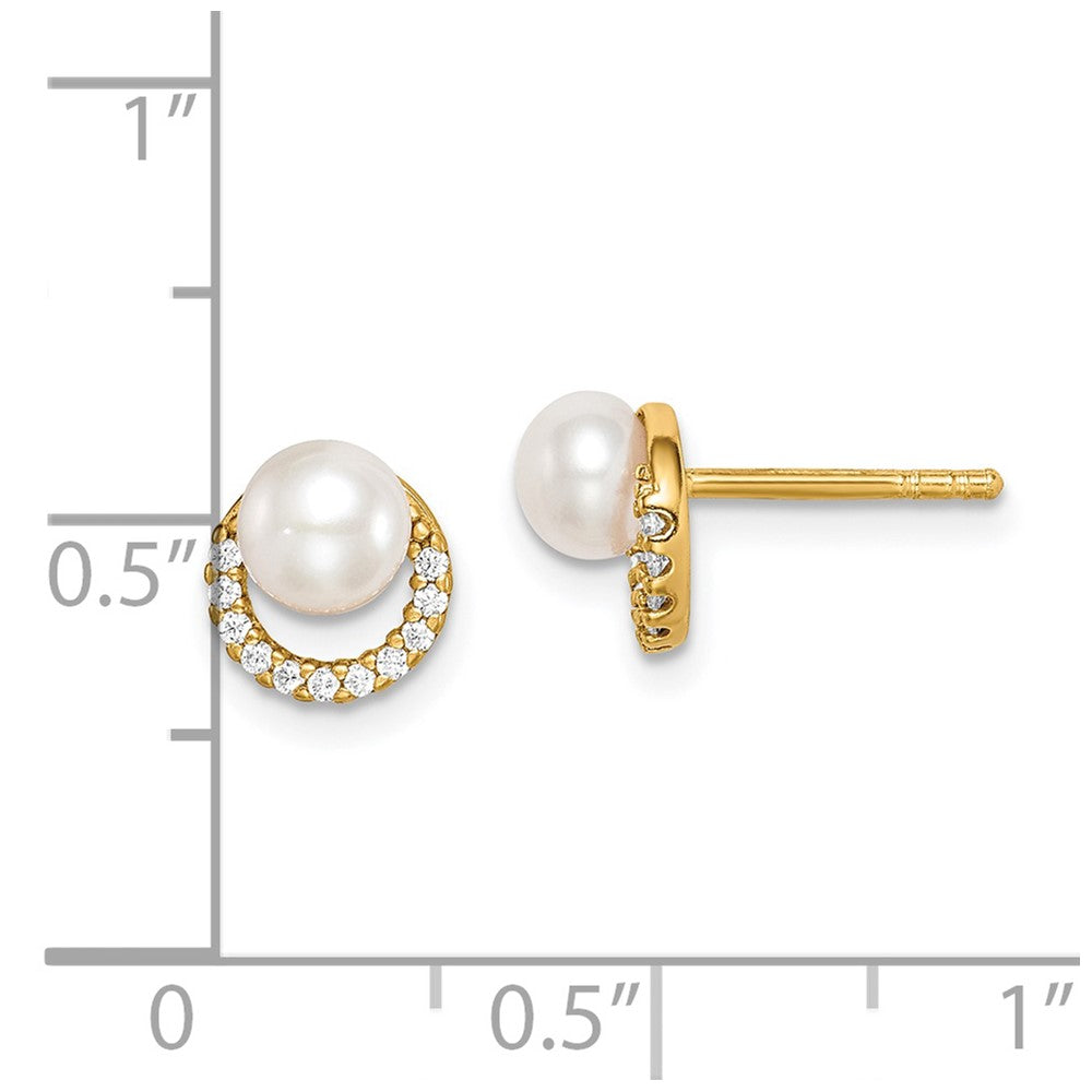 Sterlingsilber Goldfarben mit Fw Zuchtperle und Zirkonia Ohrringe
