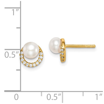 Sterlingsilber Goldfarben mit Fw Zuchtperle und Zirkonia Ohrringe