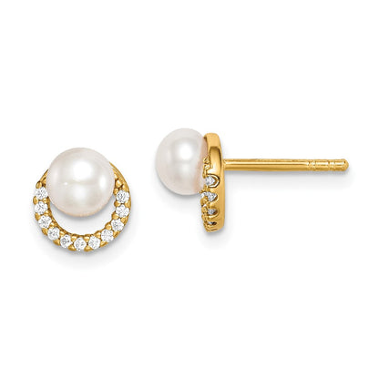 Sterlingsilber Goldfarben mit Fw Zuchtperle und Zirkonia Ohrringe