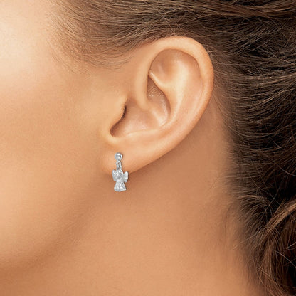 Sterlingsilber Rhodiniert Poliert/satin Zirkonia Engel Stecker Ohrhänger