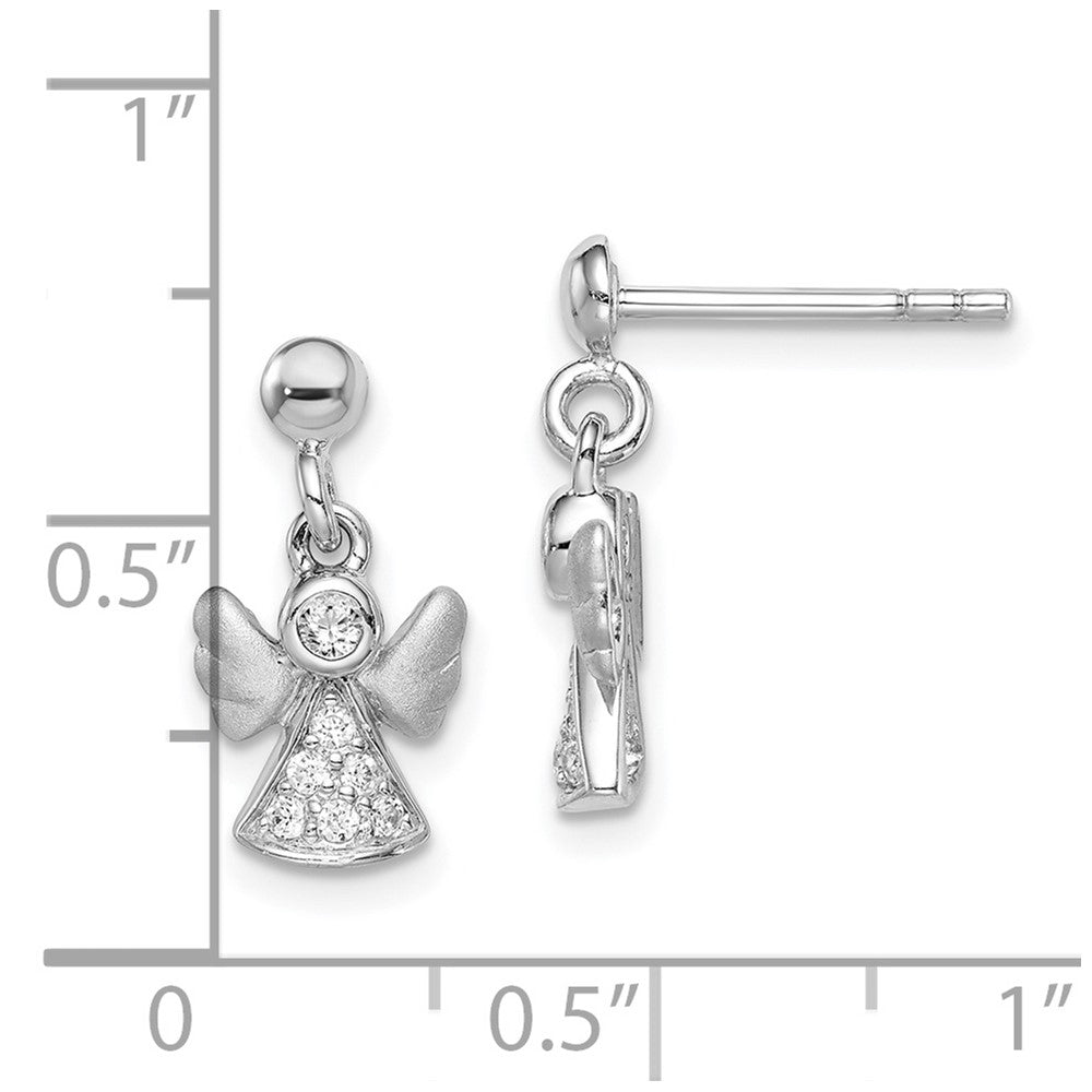 Sterlingsilber Rhodiniert Poliert/satin Zirkonia Engel Stecker Ohrhänger