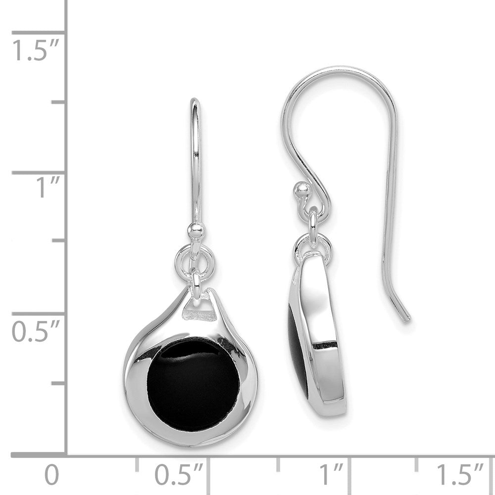 Sterlingsilber Rhodiniert Poliert Onyx Tropfen Ohrhänger