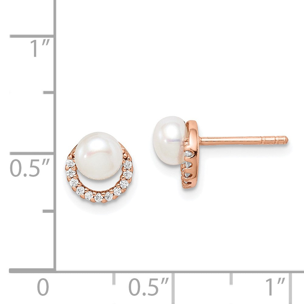 Sterlingsilber Roséfarben mit Fw Zuchtperle und Zirkonia Ohrringe