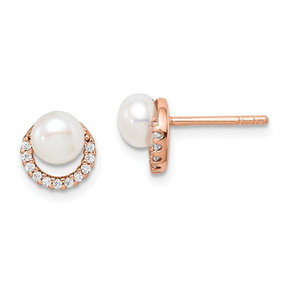 Sterlingsilber Roséfarben mit Fw Zuchtperle und Zirkonia Ohrringe