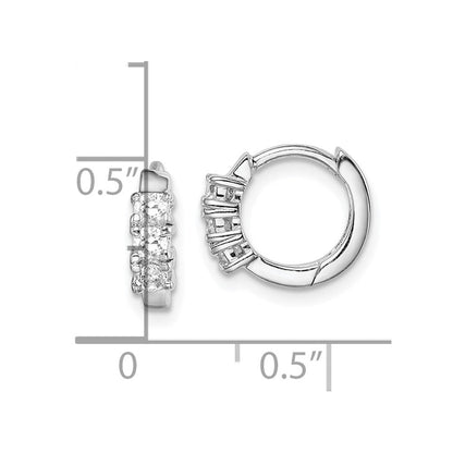 Sterlingsilber Rhodiniert 3-stone Zirkonia 2x11mm Klappbar Creolen