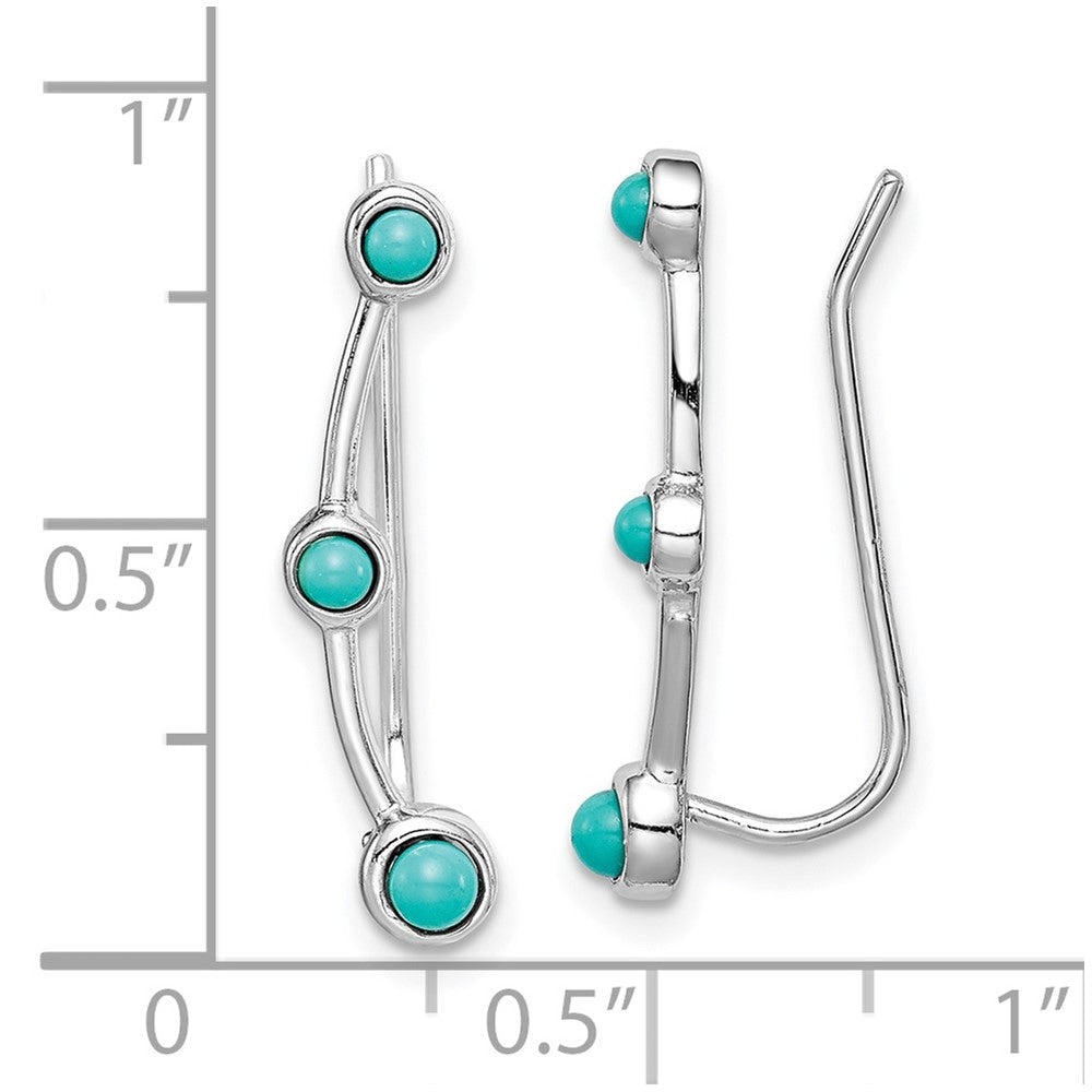 Sterlingsilber Rhodiniert Erzeugt Türkis Ohr Climber Ohrringe