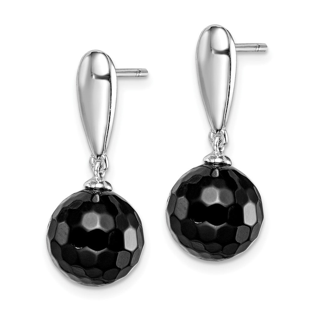 Sterlingsilber Rhodiniert Facettiert 10mm Onyx Stecker Ohrhänger