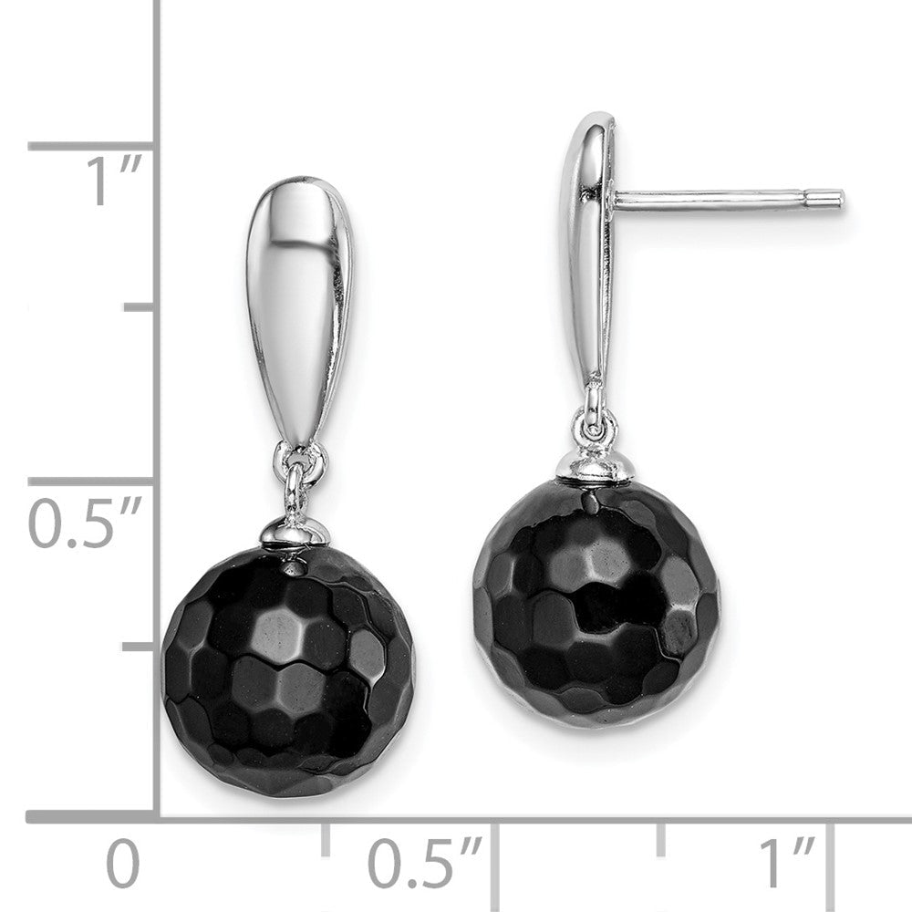 Sterlingsilber Rhodiniert Facettiert 10mm Onyx Stecker Ohrhänger
