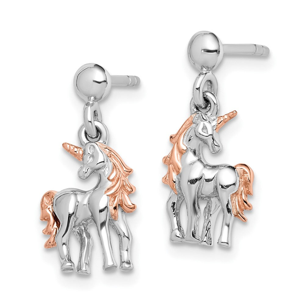 Sterlingsilber Rhodiniert Rose Vergoldet Einhorn Ohrstecker