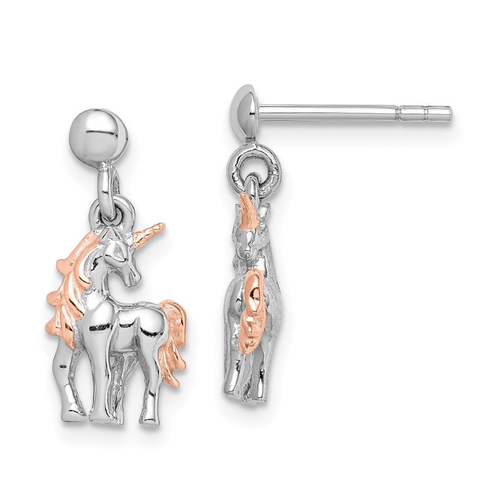 Sterlingsilber Rhodiniert Rose Vergoldet Einhorn Ohrstecker