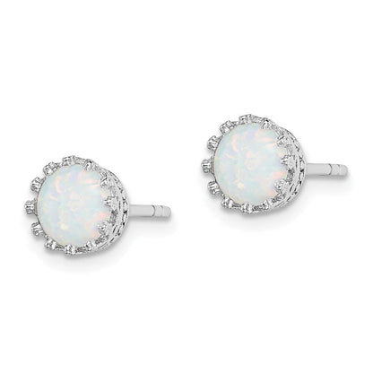 Sterlingsilber Rhodiniert 6mm Poliert Erzeugt Opal Ohrstecker