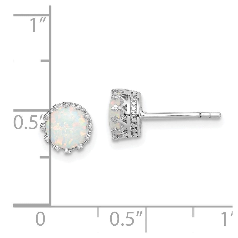 Sterlingsilber Rhodiniert 6mm Poliert Erzeugt Opal Ohrstecker
