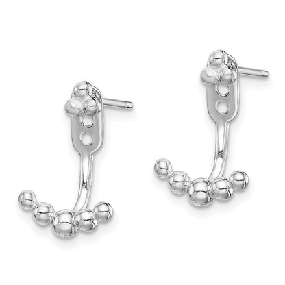 Sterlingsilber Rhodiniert Gekugelt Hängend Jacken mit 3-bead Ohrringe