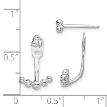 Sterlingsilber Rhodiniert Gekugelt Hängend Jacken mit 3-bead Ohrringe