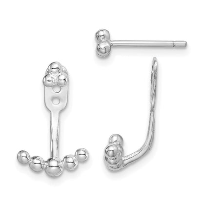 Sterlingsilber Rhodiniert Gekugelt Hängend Jacken mit 3-bead Ohrringe
