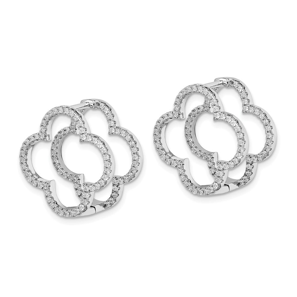 Sterlingsilber Rhodiniert Zirkonia Quatrefoil Klappbar In/out Ohrringe