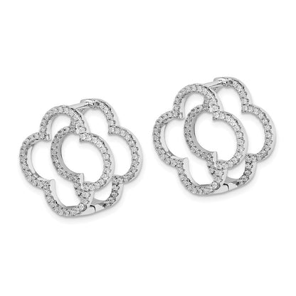 Sterlingsilber Rhodiniert Zirkonia Quatrefoil Klappbar In/out Ohrringe