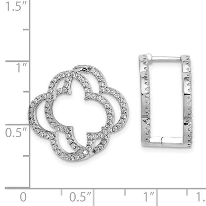 Sterlingsilber Rhodiniert Zirkonia Quatrefoil Klappbar In/out Ohrringe