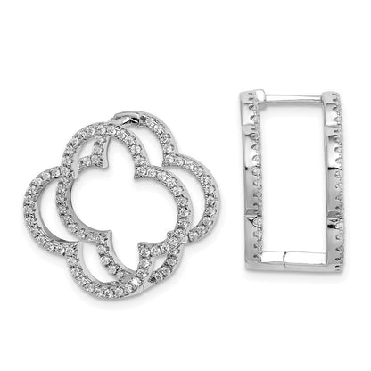 Sterlingsilber Rhodiniert Zirkonia Quatrefoil Klappbar In/out Ohrringe