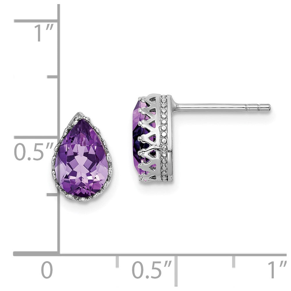 Sterlingsilber Rhodiniert 10mm Poliert Tropfen Amethyst Ohrstecker