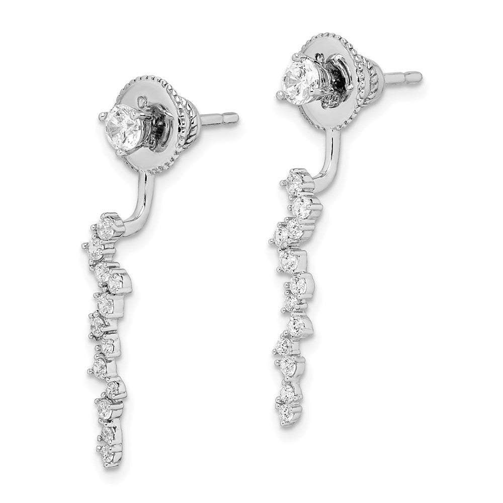 Sterlingsilber Rhodiniert Zirkonia Vorderseite und Rückseite Hängend Ohrstecker