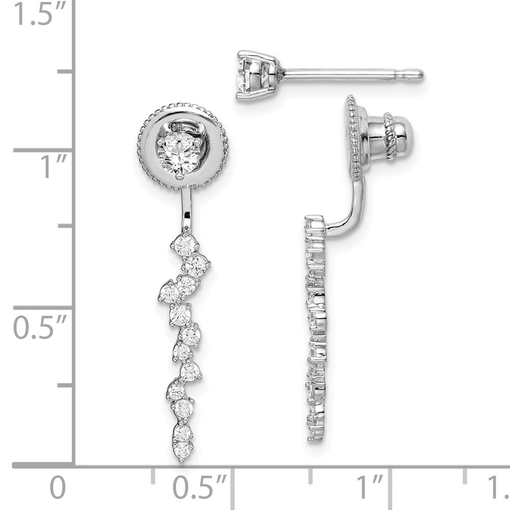 Sterlingsilber Rhodiniert Zirkonia Vorderseite und Rückseite Hängend Ohrstecker
