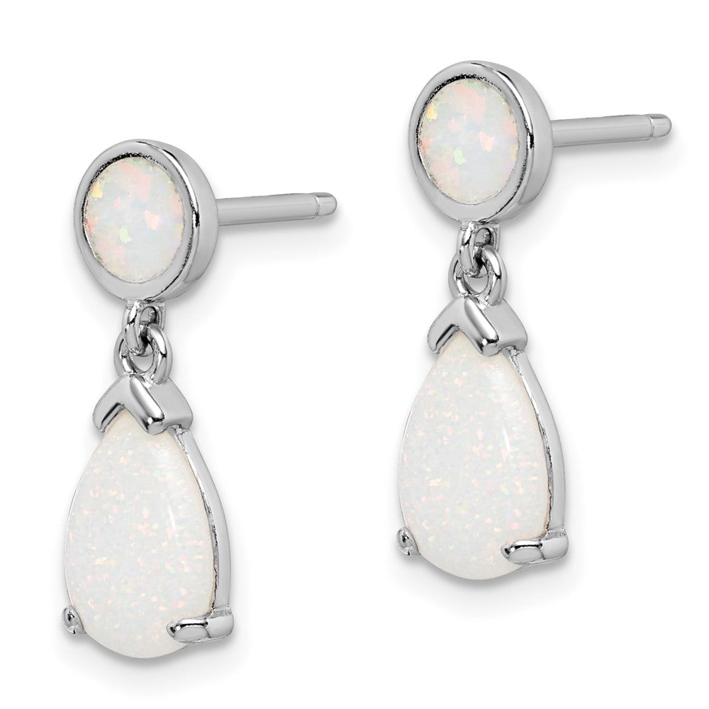 Sterlingsilber Rhodiniert Erzeugt Opal Tropfen Stecker Ohrhänger