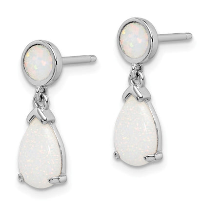 Sterlingsilber Rhodiniert Erzeugt Opal Tropfen Stecker Ohrhänger